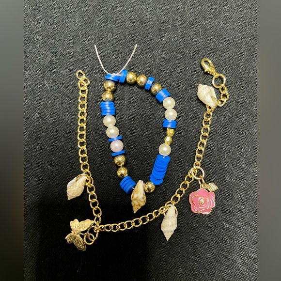 Bohemian Gold and Blue Charm Bracelet set - Picture 1 of 4